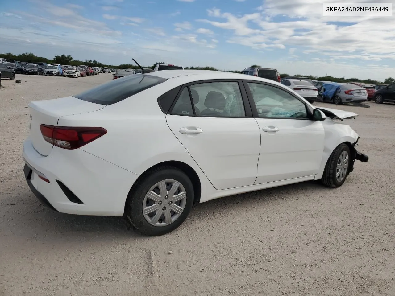 3KPA24AD2NE436449 2022 Kia Rio Lx