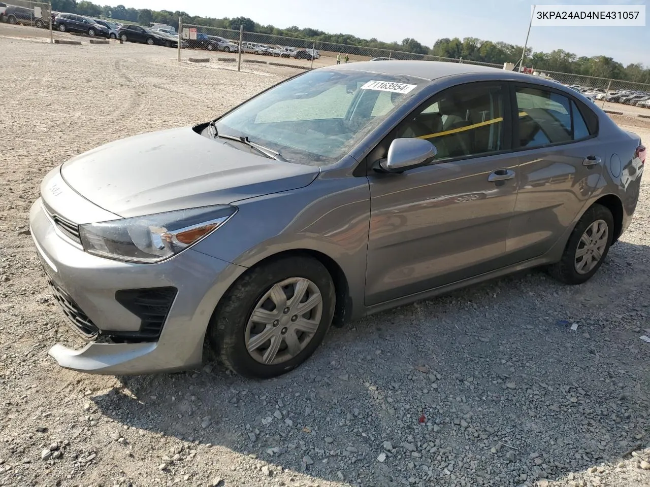 2022 Kia Rio Lx VIN: 3KPA24AD4NE431057 Lot: 71163954