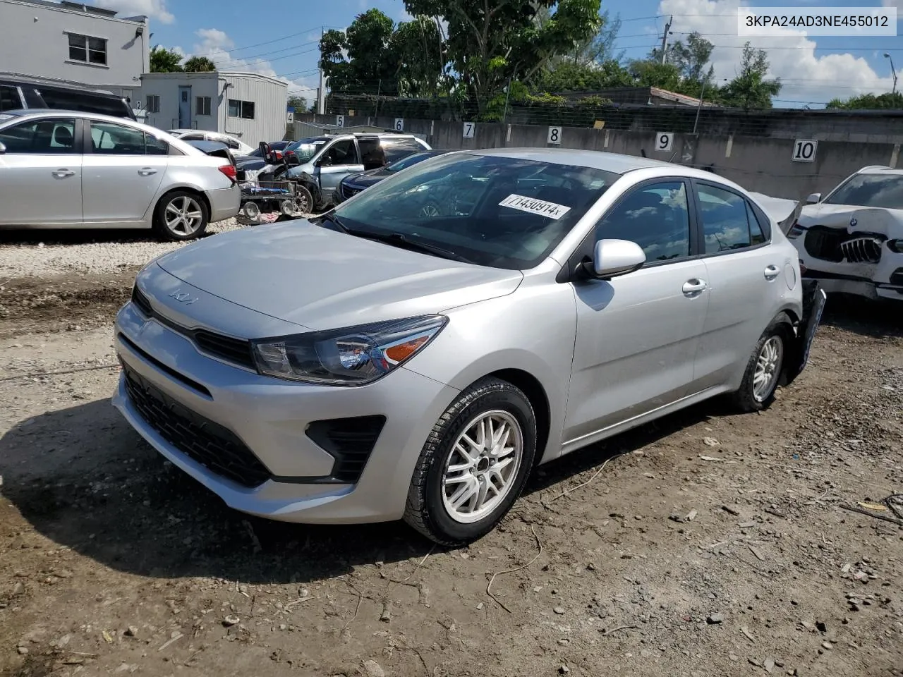 3KPA24AD3NE455012 2022 Kia Rio Lx