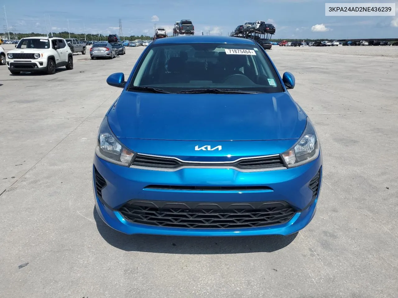 2022 Kia Rio Lx VIN: 3KPA24AD2NE436239 Lot: 71875464