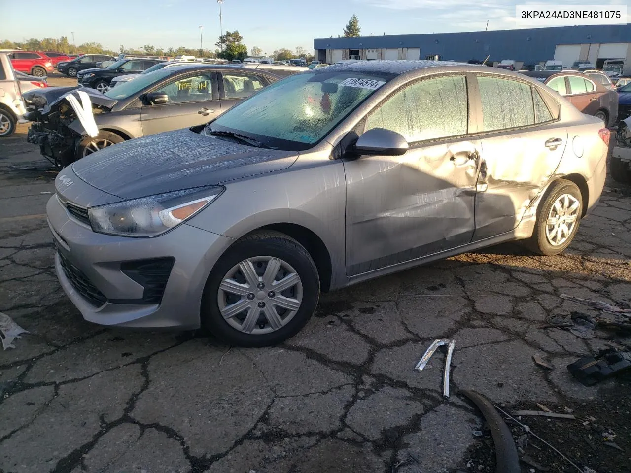 2022 Kia Rio Lx VIN: 3KPA24AD3NE481075 Lot: 71974514