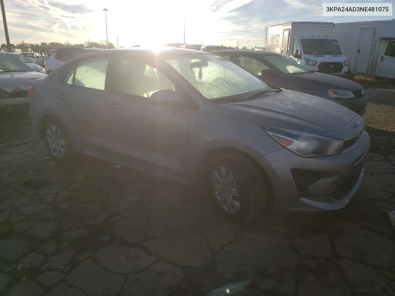 2022 Kia Rio Lx VIN: 3KPA24AD3NE481075 Lot: 71974514