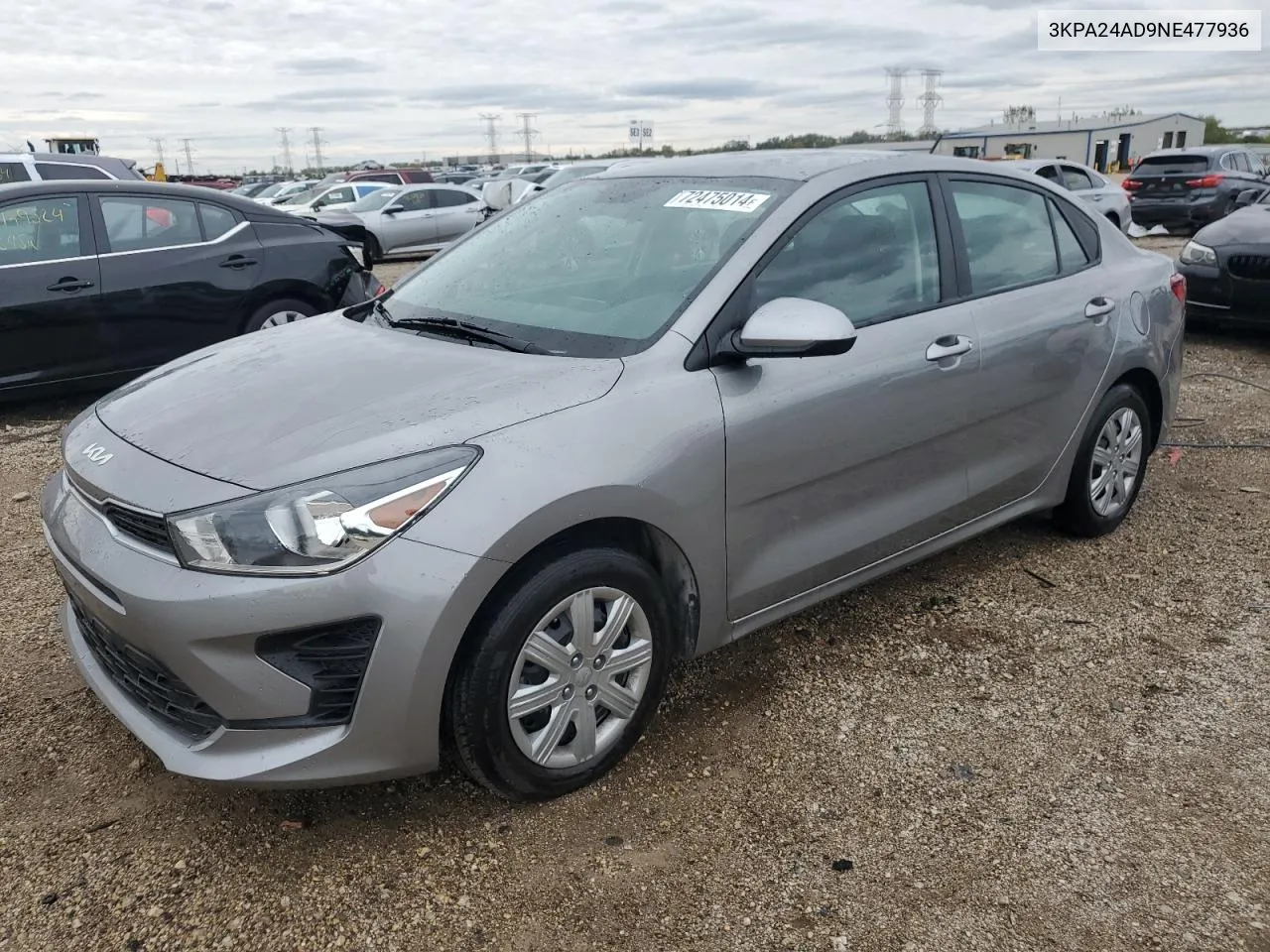 2022 Kia Rio Lx VIN: 3KPA24AD9NE477936 Lot: 72475014