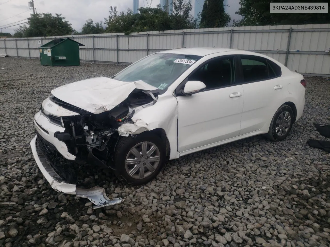 3KPA24AD3NE439814 2022 Kia Rio Lx