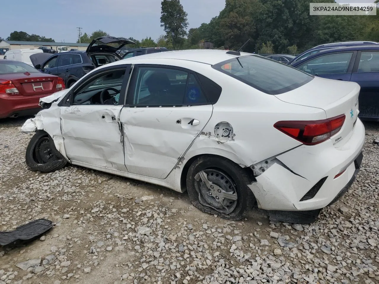 3KPA24AD9NE434259 2022 Kia Rio Lx