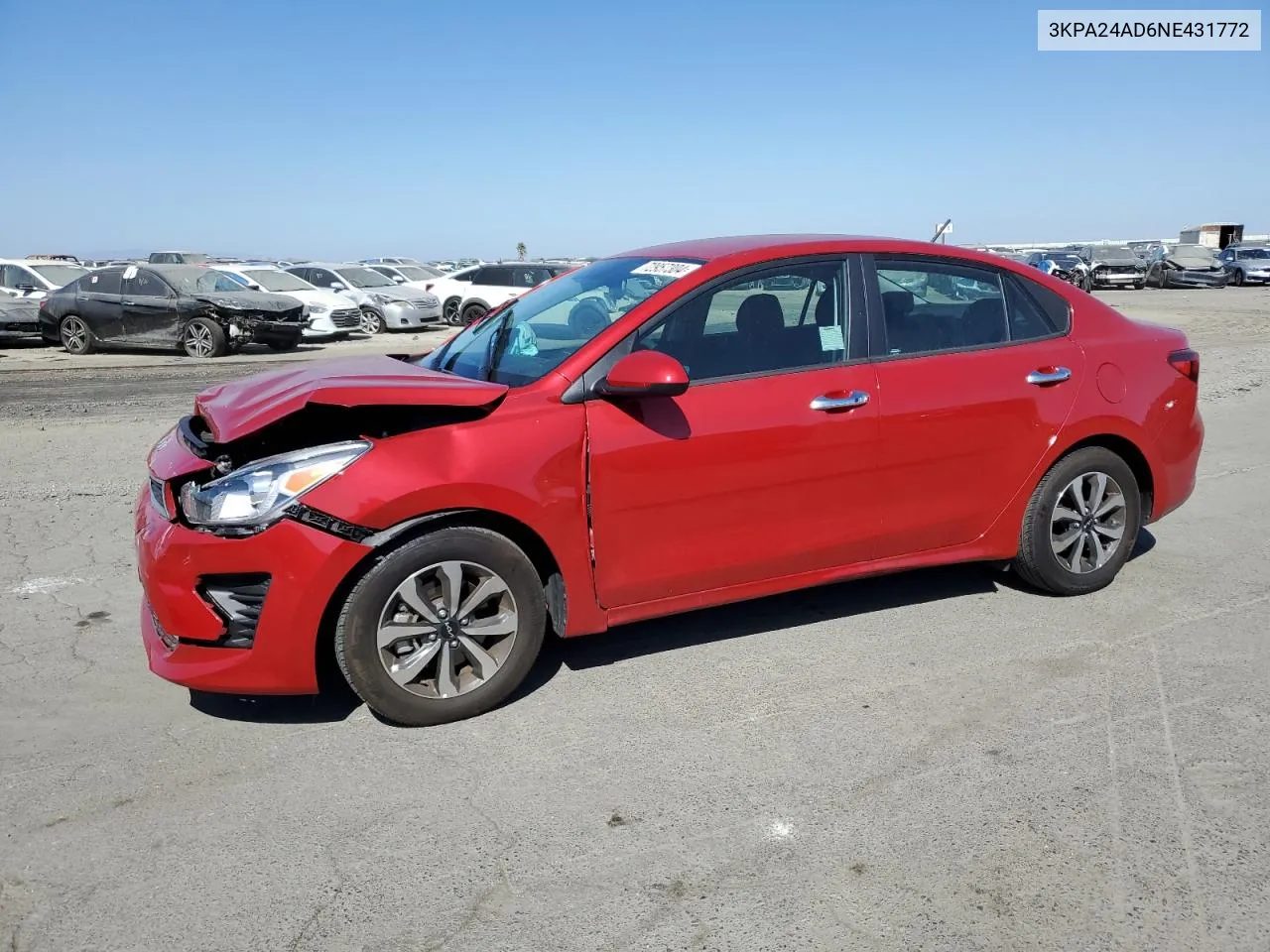 2022 Kia Rio Lx VIN: 3KPA24AD6NE431772 Lot: 72957304