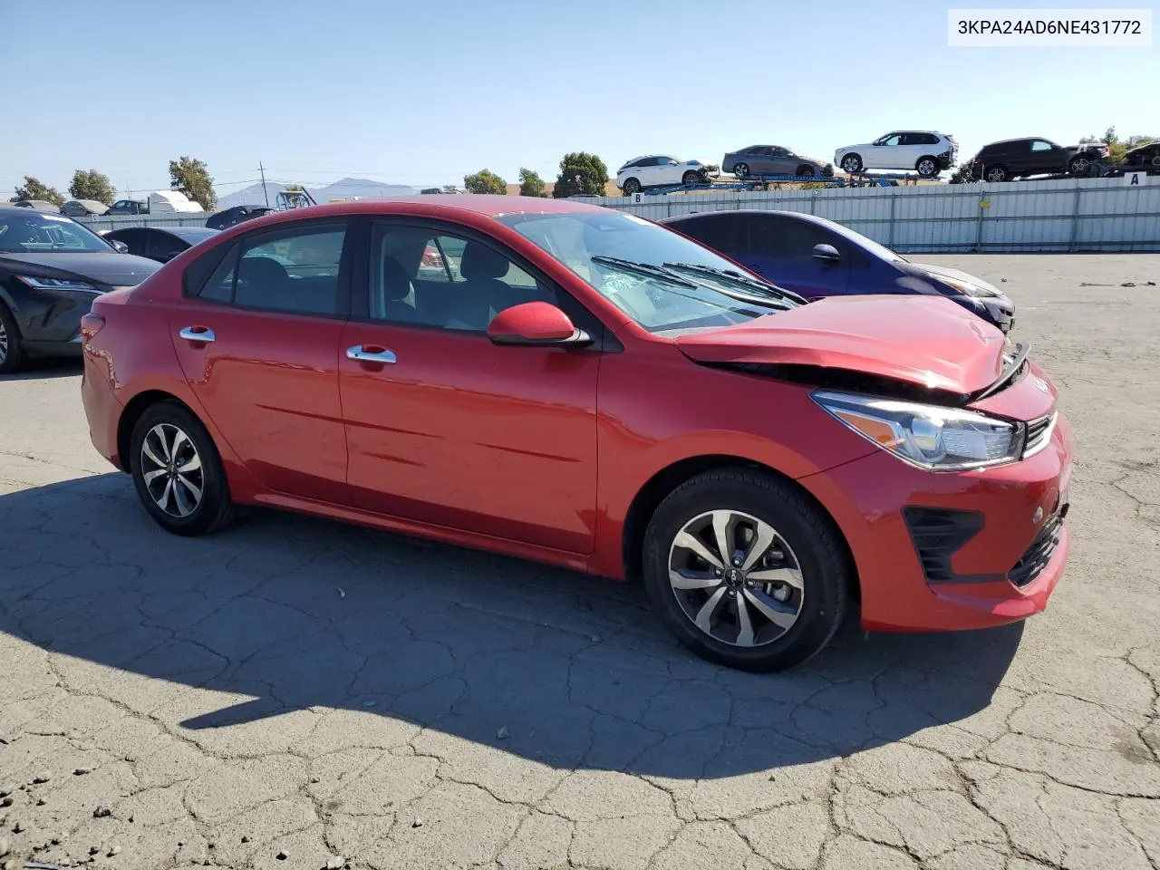 2022 Kia Rio Lx VIN: 3KPA24AD6NE431772 Lot: 72957304