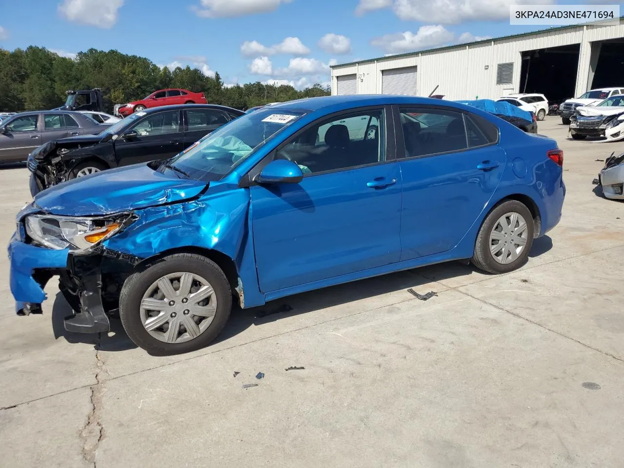 2022 Kia Rio Lx VIN: 3KPA24AD3NE471694 Lot: 74177444