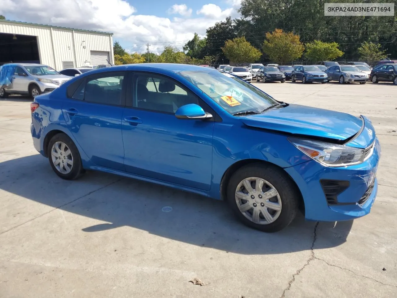 2022 Kia Rio Lx VIN: 3KPA24AD3NE471694 Lot: 74177444