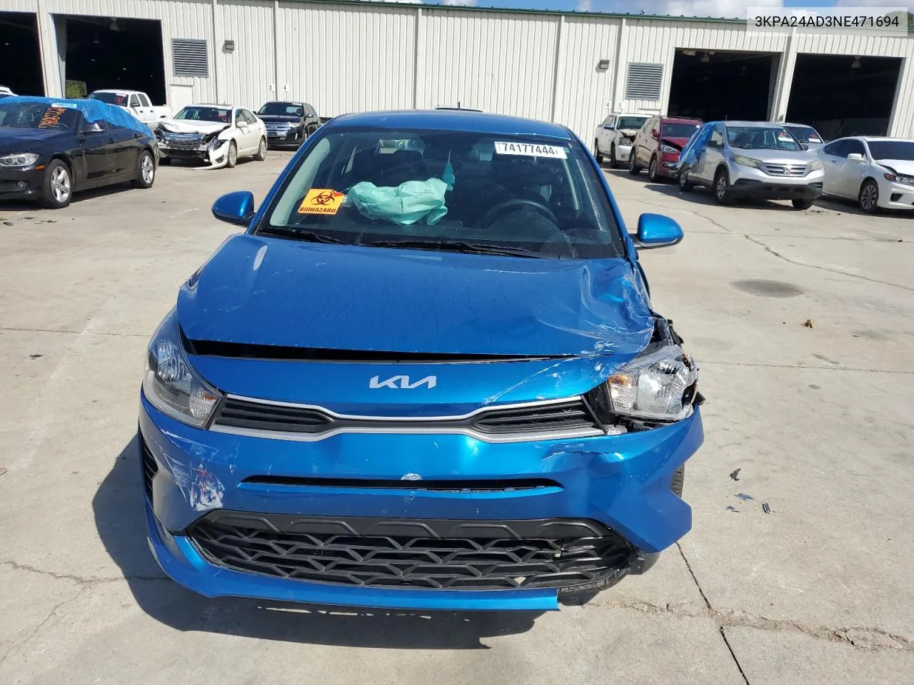 2022 Kia Rio Lx VIN: 3KPA24AD3NE471694 Lot: 74177444