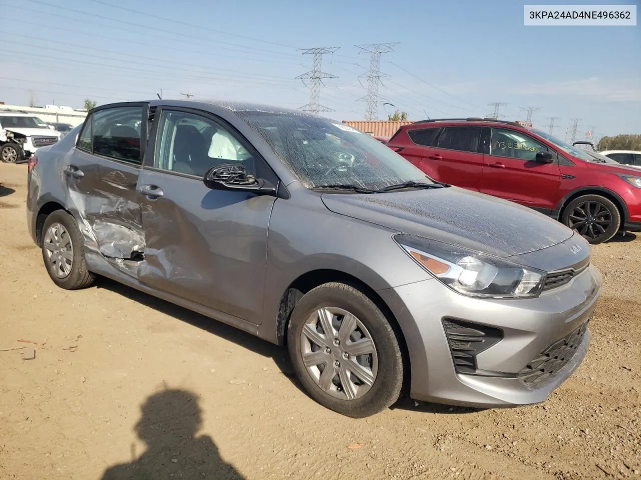 2022 Kia Rio Lx VIN: 3KPA24AD4NE496362 Lot: 74583724