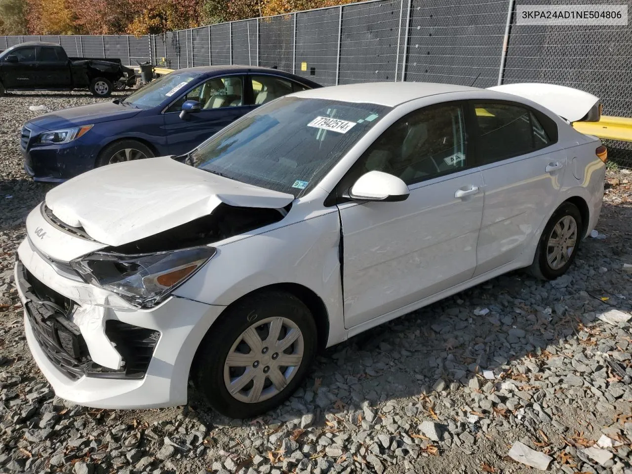 2022 Kia Rio Lx VIN: 3KPA24AD1NE504806 Lot: 77942514