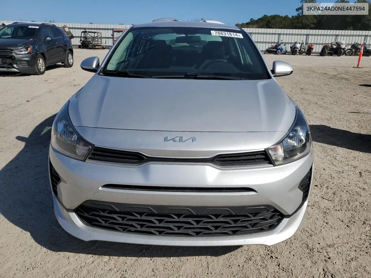 2022 Kia Rio Lx VIN: 3KPA24AD0NE447594 Lot: 78831814