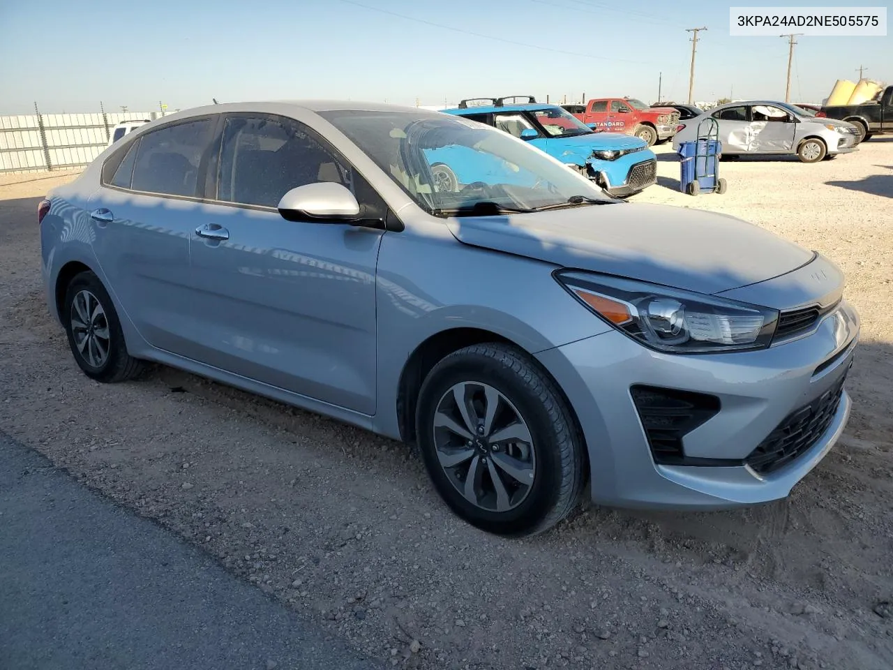 2022 Kia Rio Lx VIN: 3KPA24AD2NE505575 Lot: 80768094