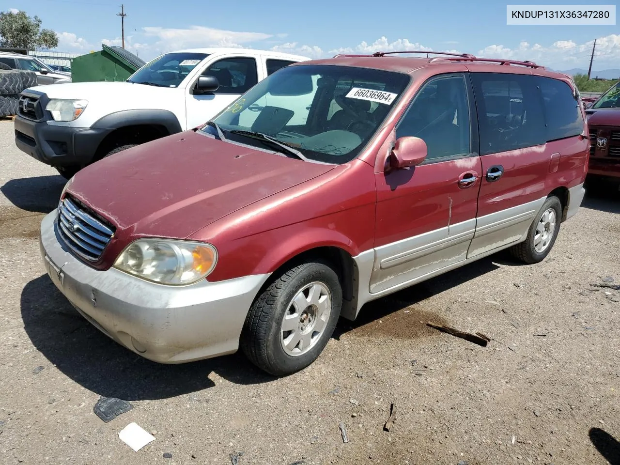 2003 Kia Sedona Ex VIN: KNDUP131X36347280 Lot: 66036964