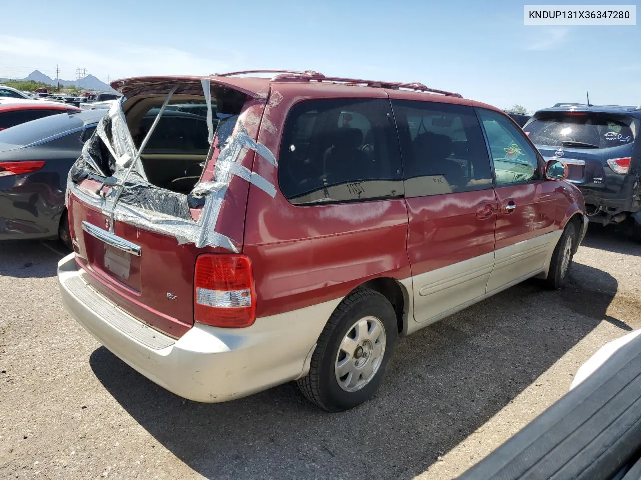 2003 Kia Sedona Ex VIN: KNDUP131X36347280 Lot: 66036964