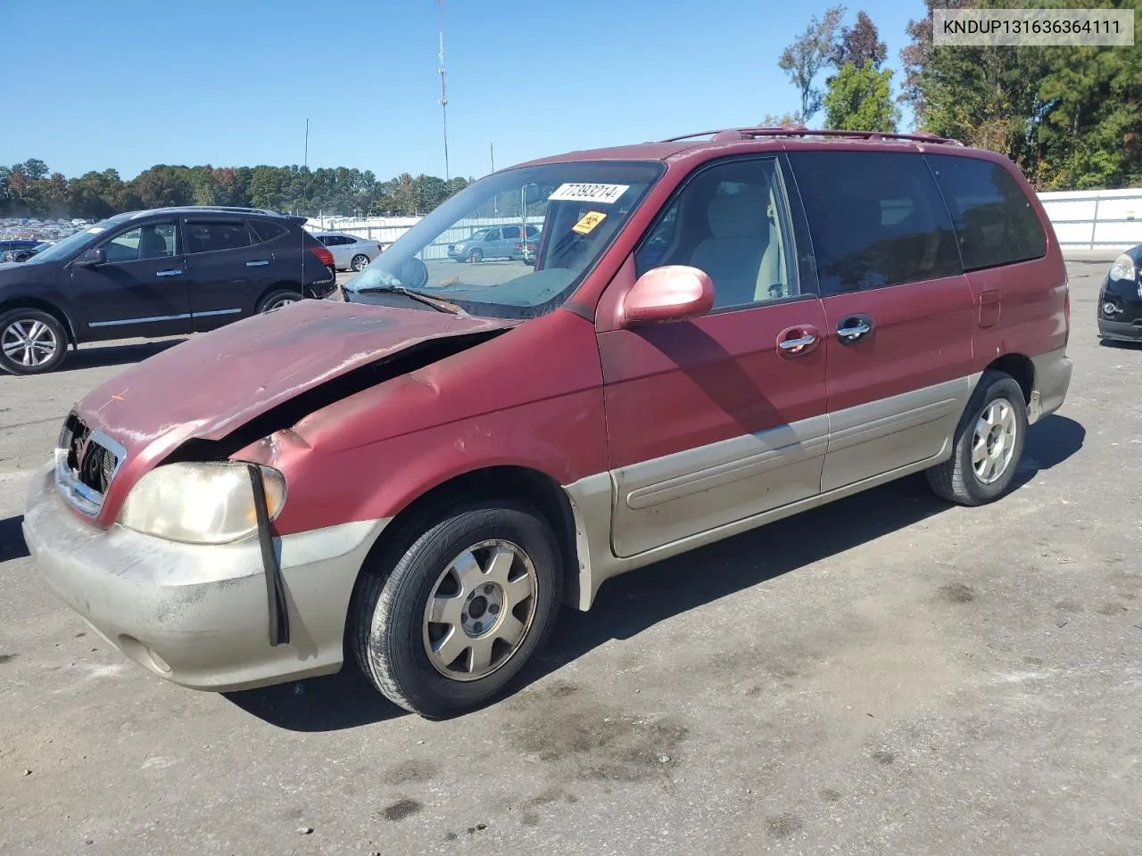 2003 Kia Sedona Ex VIN: KNDUP131636364111 Lot: 77393214