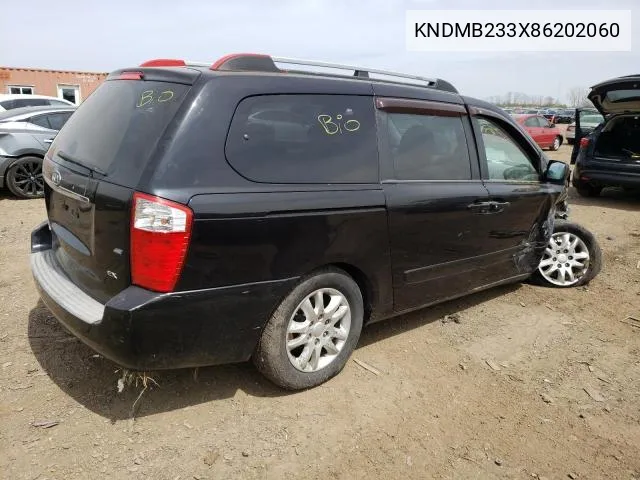 2008 Kia Sedona Ex VIN: KNDMB233X86202060 Lot: 68782893