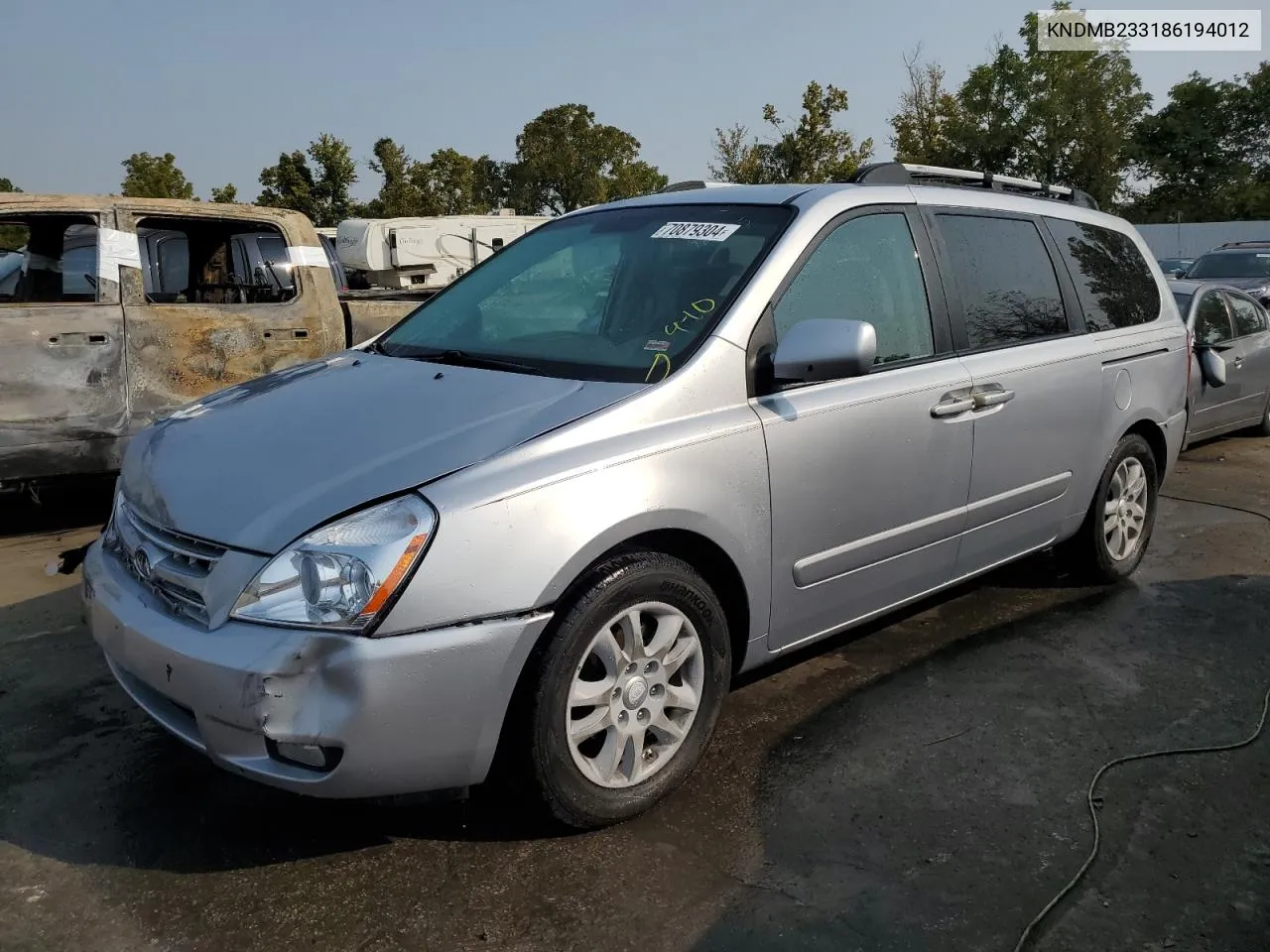 2008 Kia Sedona Ex VIN: KNDMB233186194012 Lot: 70879304