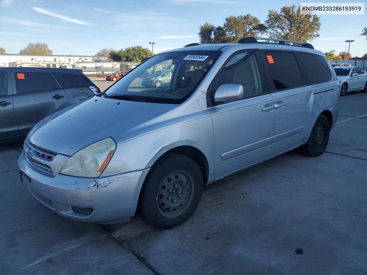 2008 Kia Sedona Ex VIN: KNDMB233286193919 Lot: 80500584