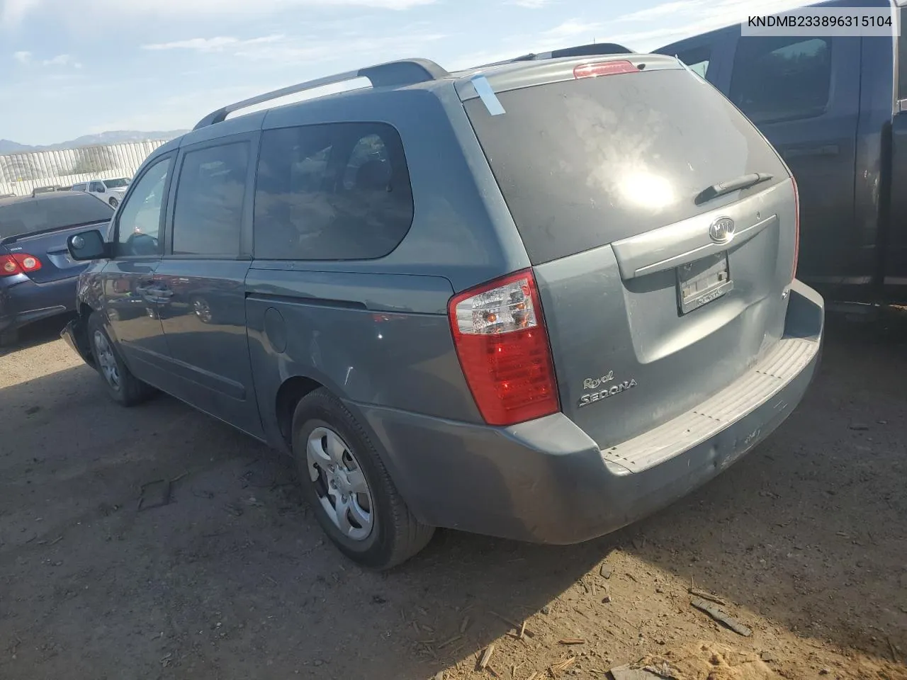 2009 Kia Sedona Ex VIN: KNDMB233896315104 Lot: 74995564