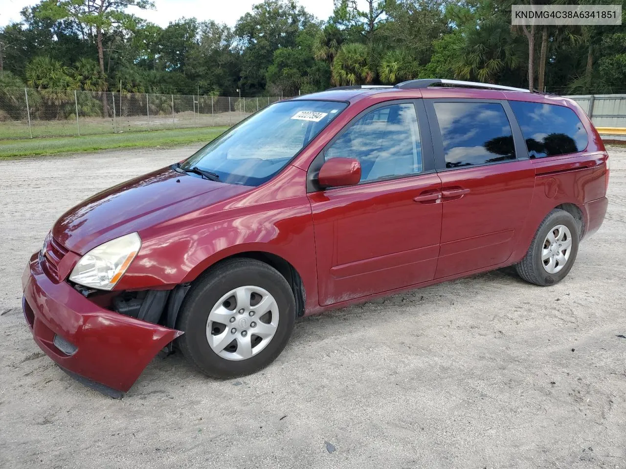 2010 Kia Sedona Lx VIN: KNDMG4C38A6341851 Lot: 72227594