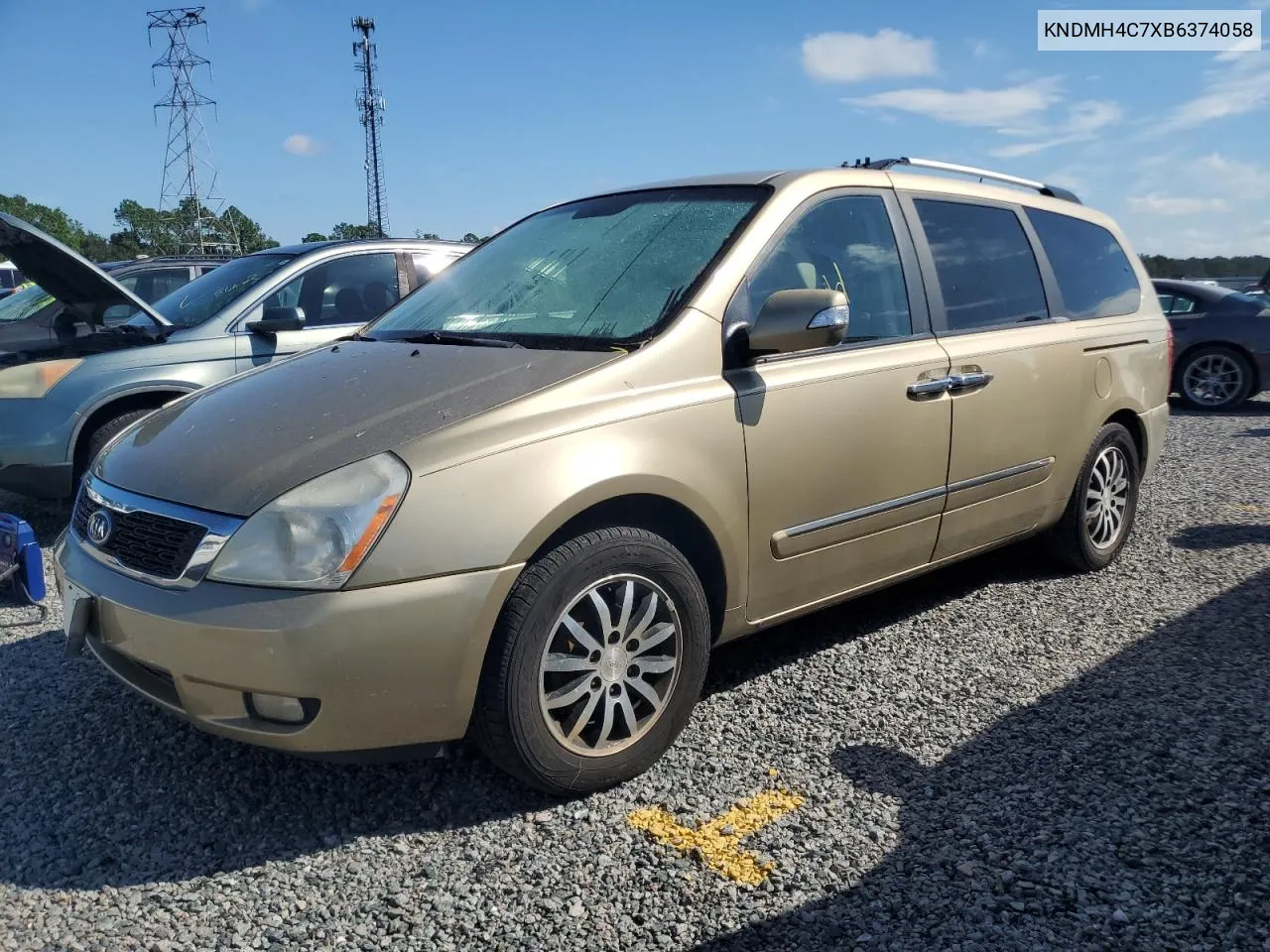 2011 Kia Sedona Ex VIN: KNDMH4C7XB6374058 Lot: 73841974