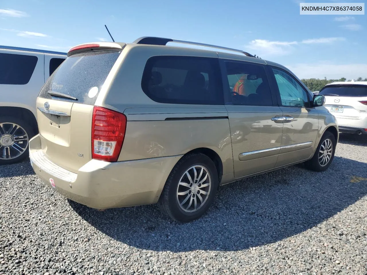 2011 Kia Sedona Ex VIN: KNDMH4C7XB6374058 Lot: 73841974