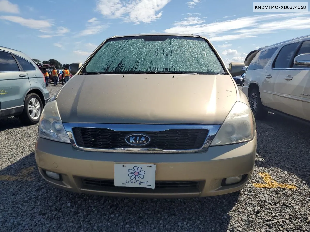 2011 Kia Sedona Ex VIN: KNDMH4C7XB6374058 Lot: 73841974