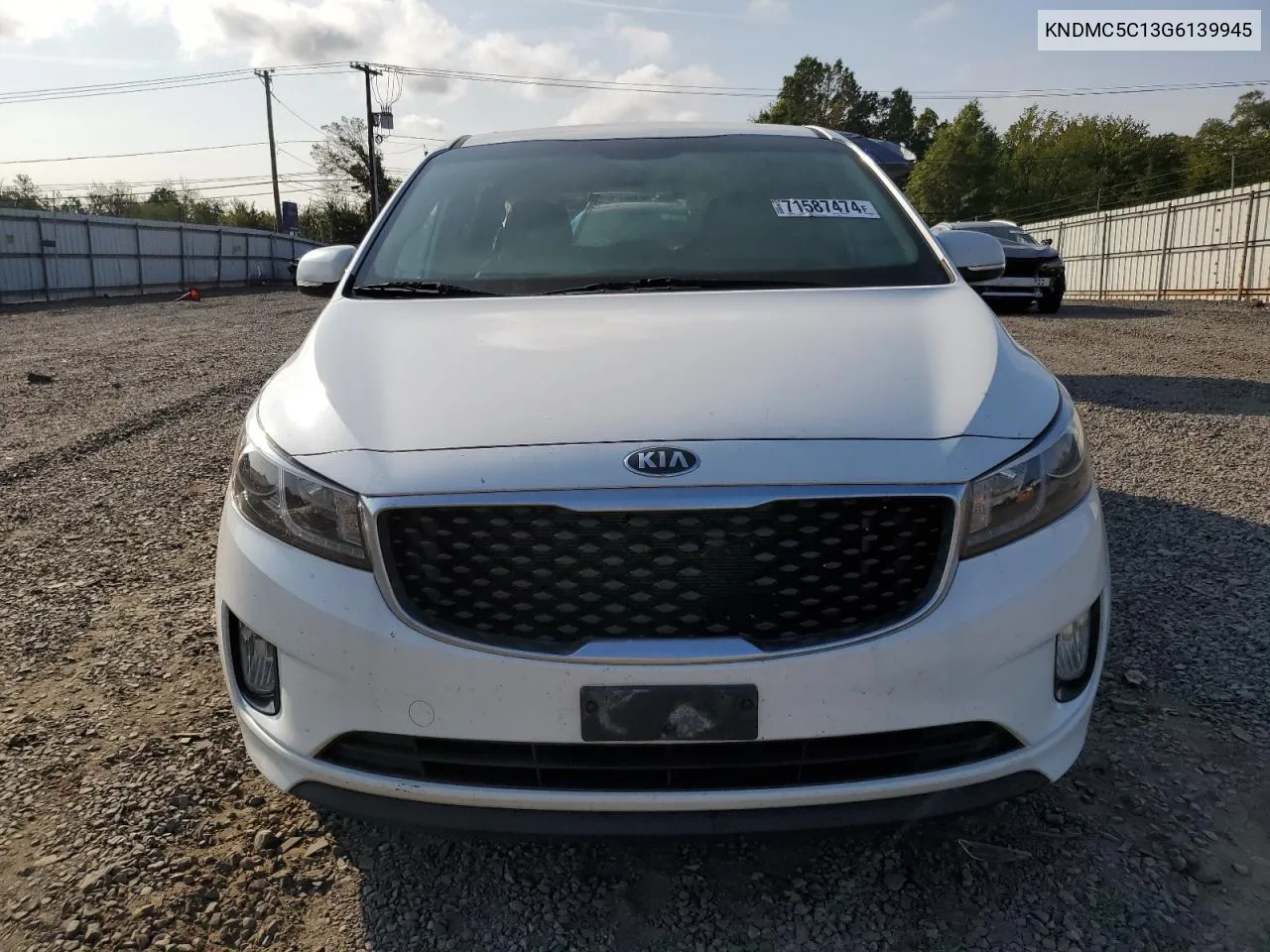 2016 Kia Sedona Ex VIN: KNDMC5C13G6139945 Lot: 71587474