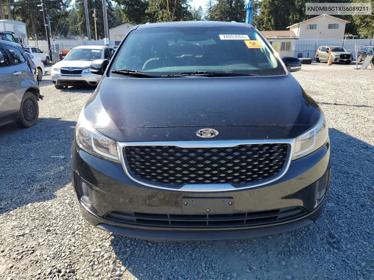 2016 Kia Sedona Lx VIN: KNDMB5C1XG6089211 Lot: 74003004