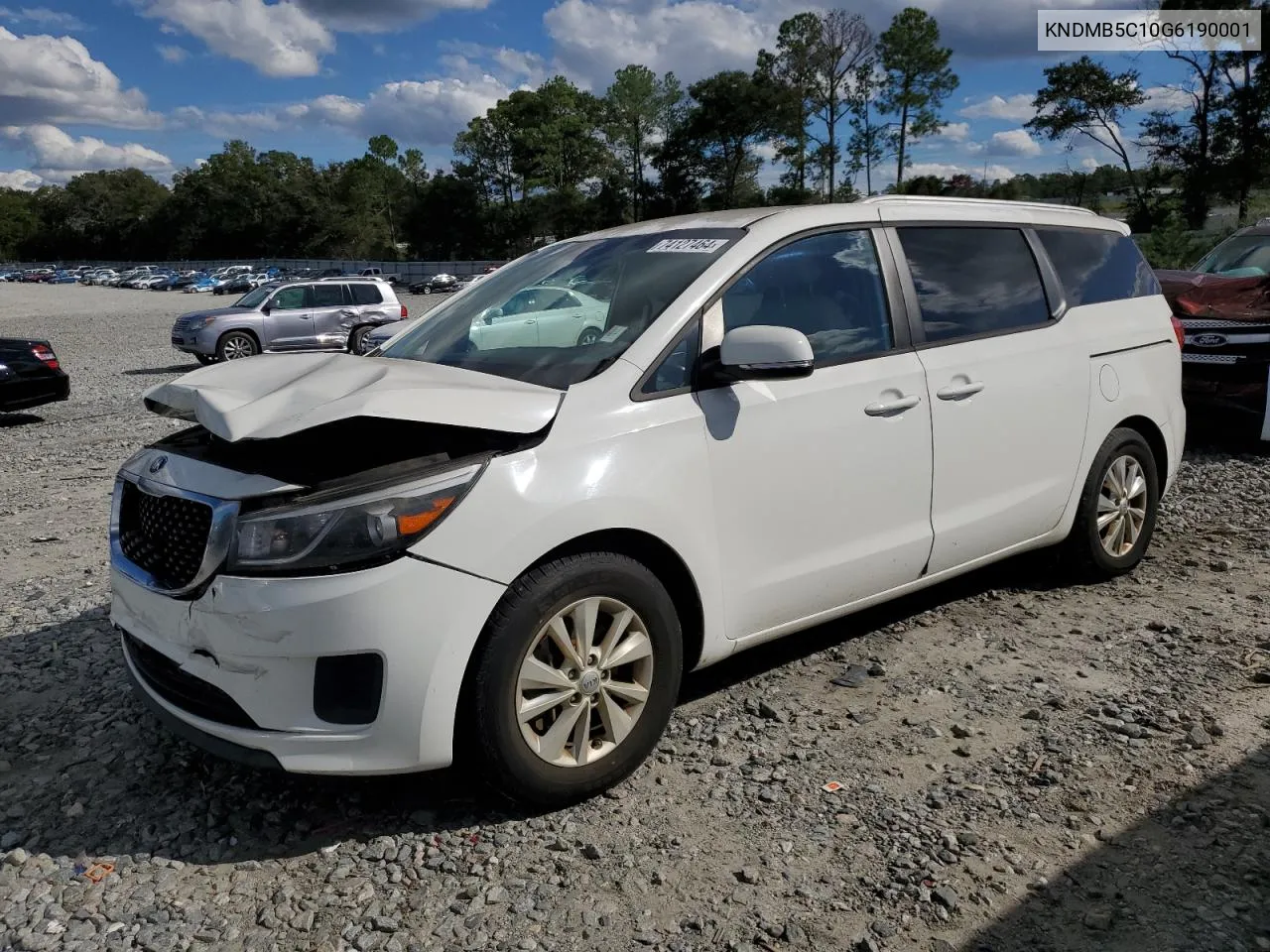 2016 Kia Sedona Lx VIN: KNDMB5C10G6190001 Lot: 74127464