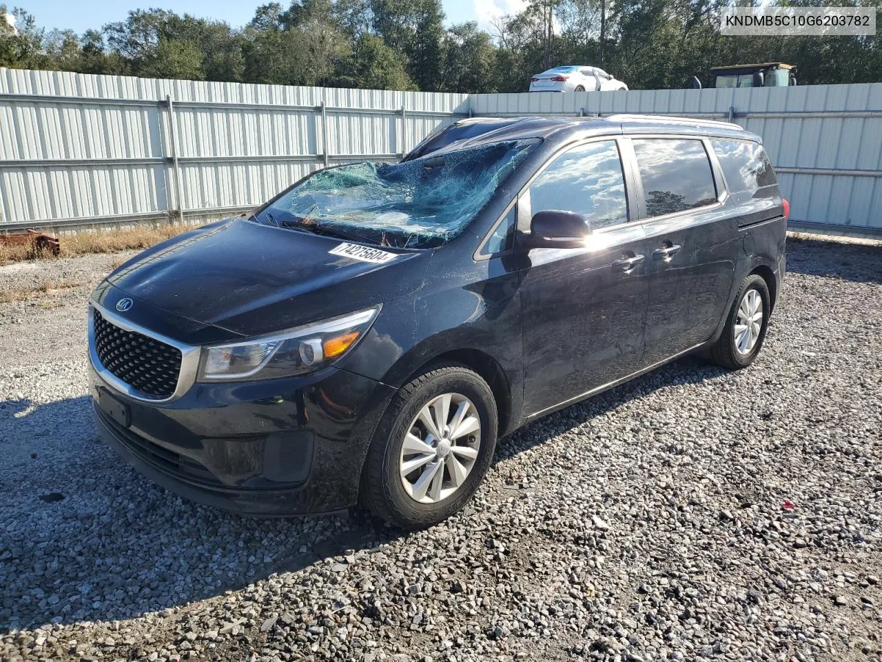 2016 Kia Sedona Lx VIN: KNDMB5C10G6203782 Lot: 74275604