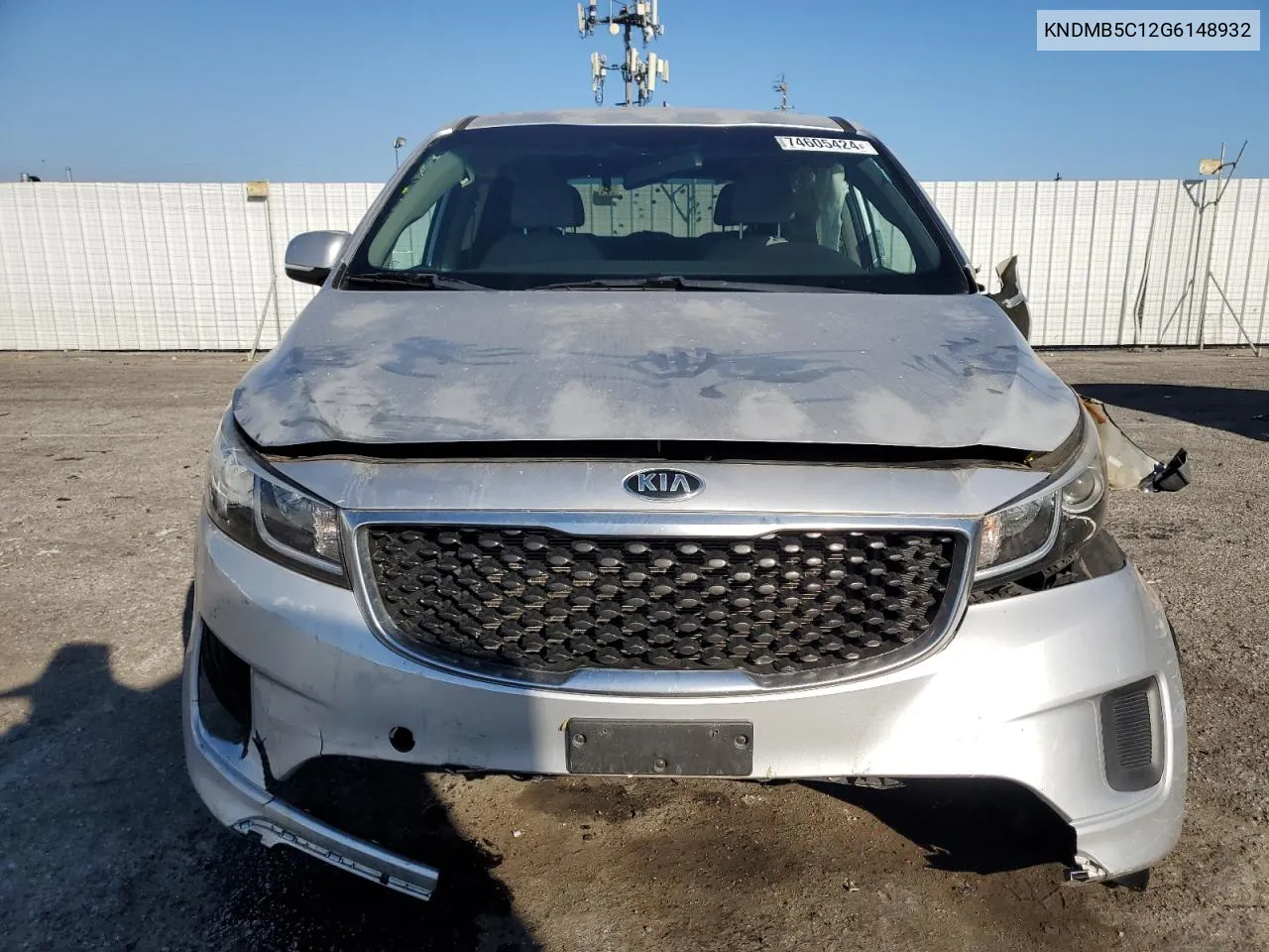 2016 Kia Sedona Lx VIN: KNDMB5C12G6148932 Lot: 74605424