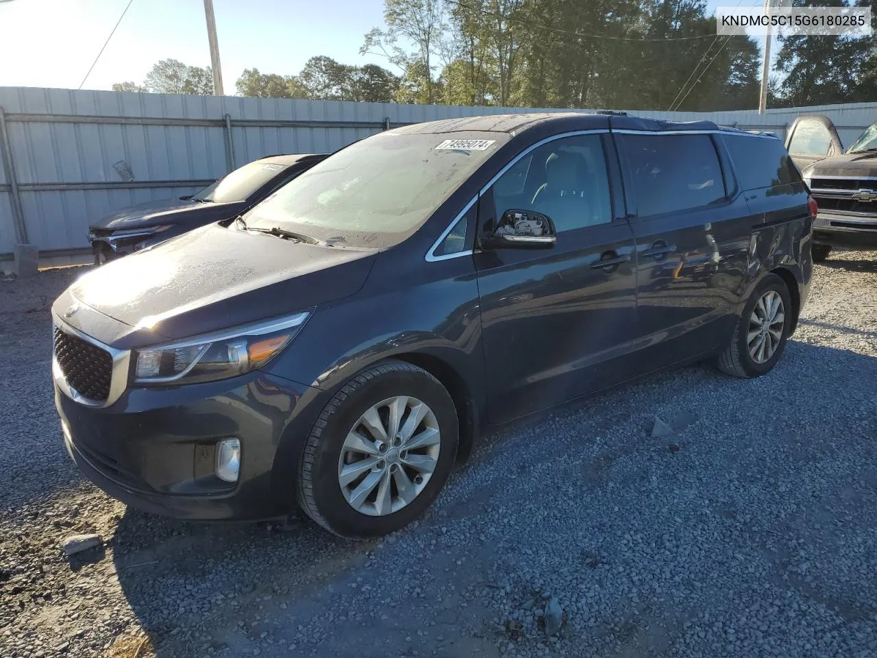 2016 Kia Sedona Ex VIN: KNDMC5C15G6180285 Lot: 74995074