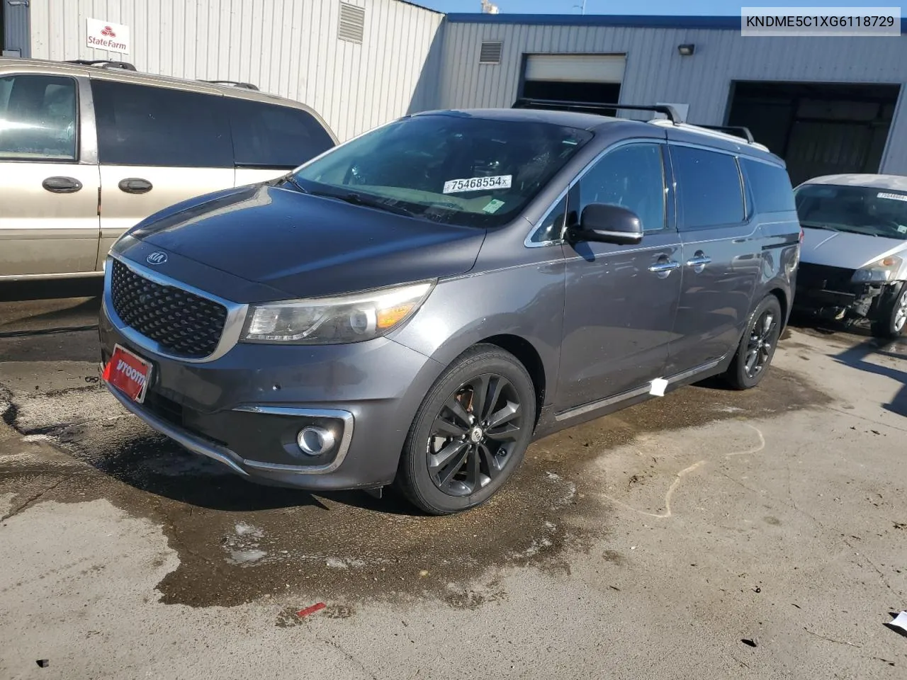 2016 Kia Sedona Sxl VIN: KNDME5C1XG6118729 Lot: 75468554