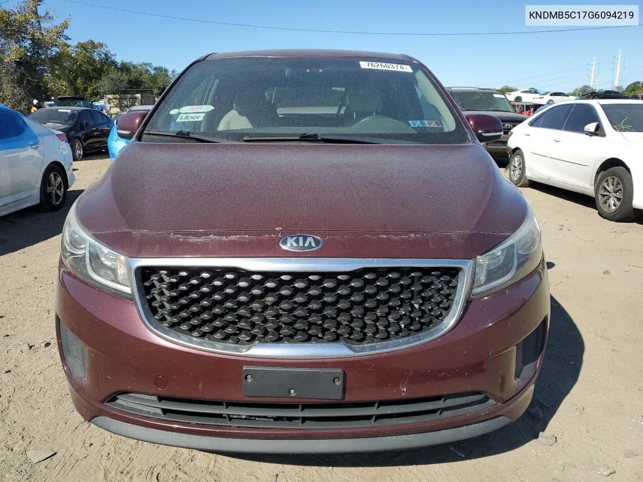 2016 Kia Sedona Lx VIN: KNDMB5C17G6094219 Lot: 76260374