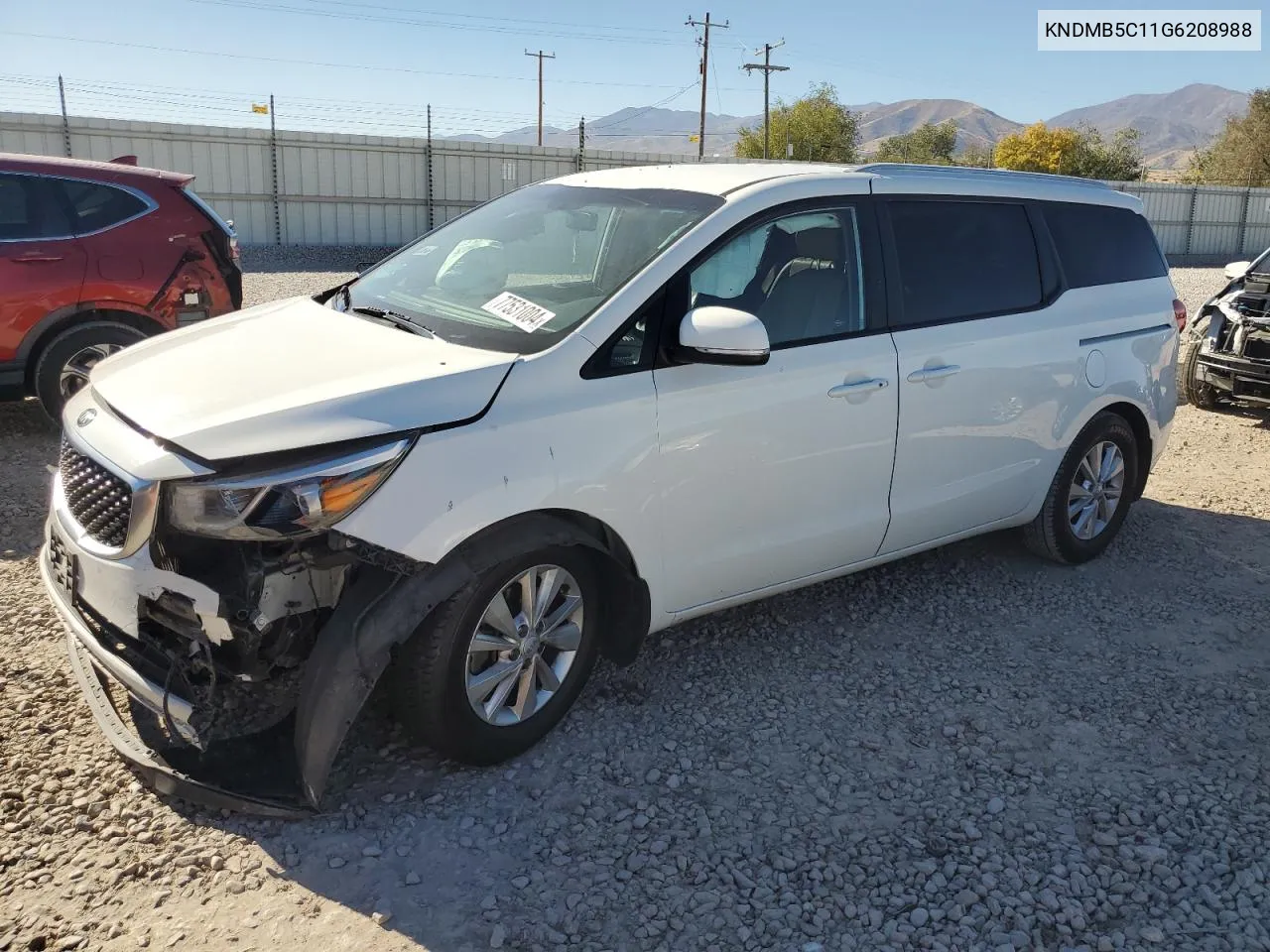 2016 Kia Sedona Lx VIN: KNDMB5C11G6208988 Lot: 77531004