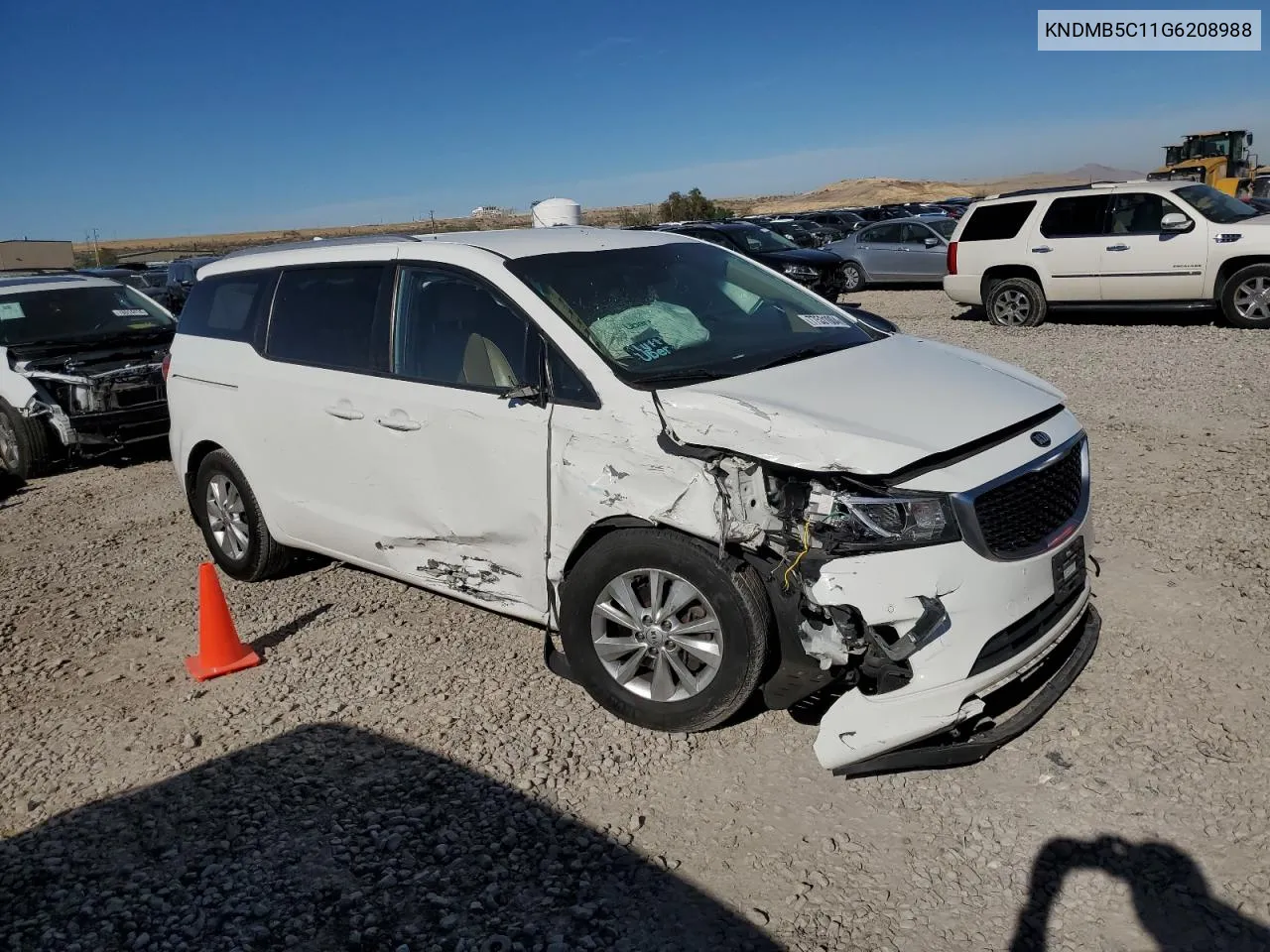 2016 Kia Sedona Lx VIN: KNDMB5C11G6208988 Lot: 77531004