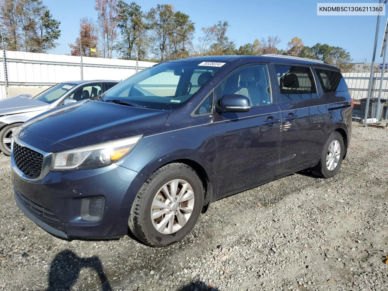 2016 Kia Sedona Lx VIN: KNDMB5C13G6211360 Lot: 78538034