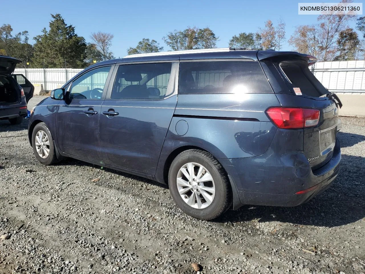 2016 Kia Sedona Lx VIN: KNDMB5C13G6211360 Lot: 78538034