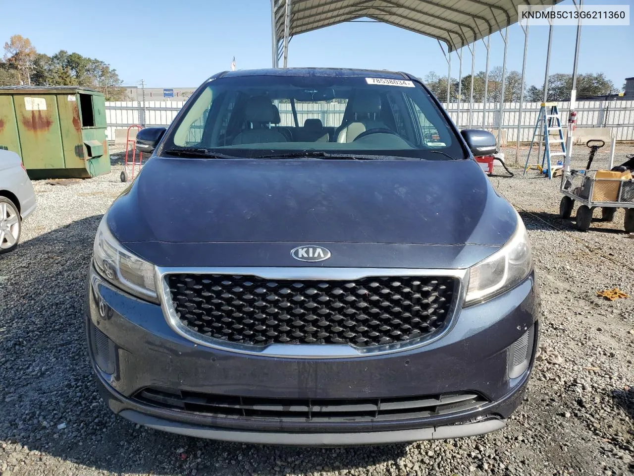 2016 Kia Sedona Lx VIN: KNDMB5C13G6211360 Lot: 78538034