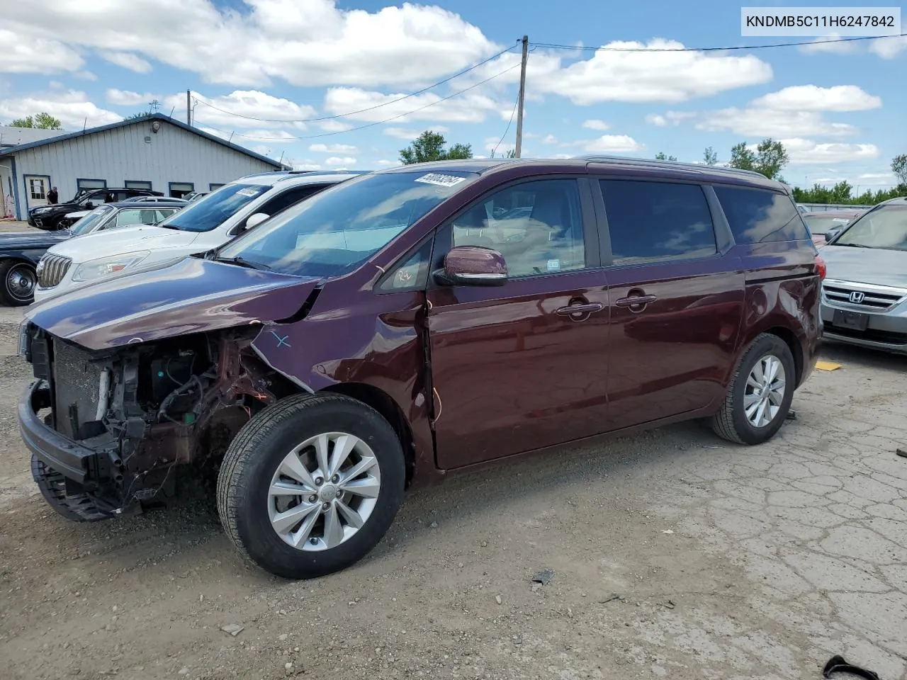 2017 Kia Sedona Lx VIN: KNDMB5C11H6247842 Lot: 58063264