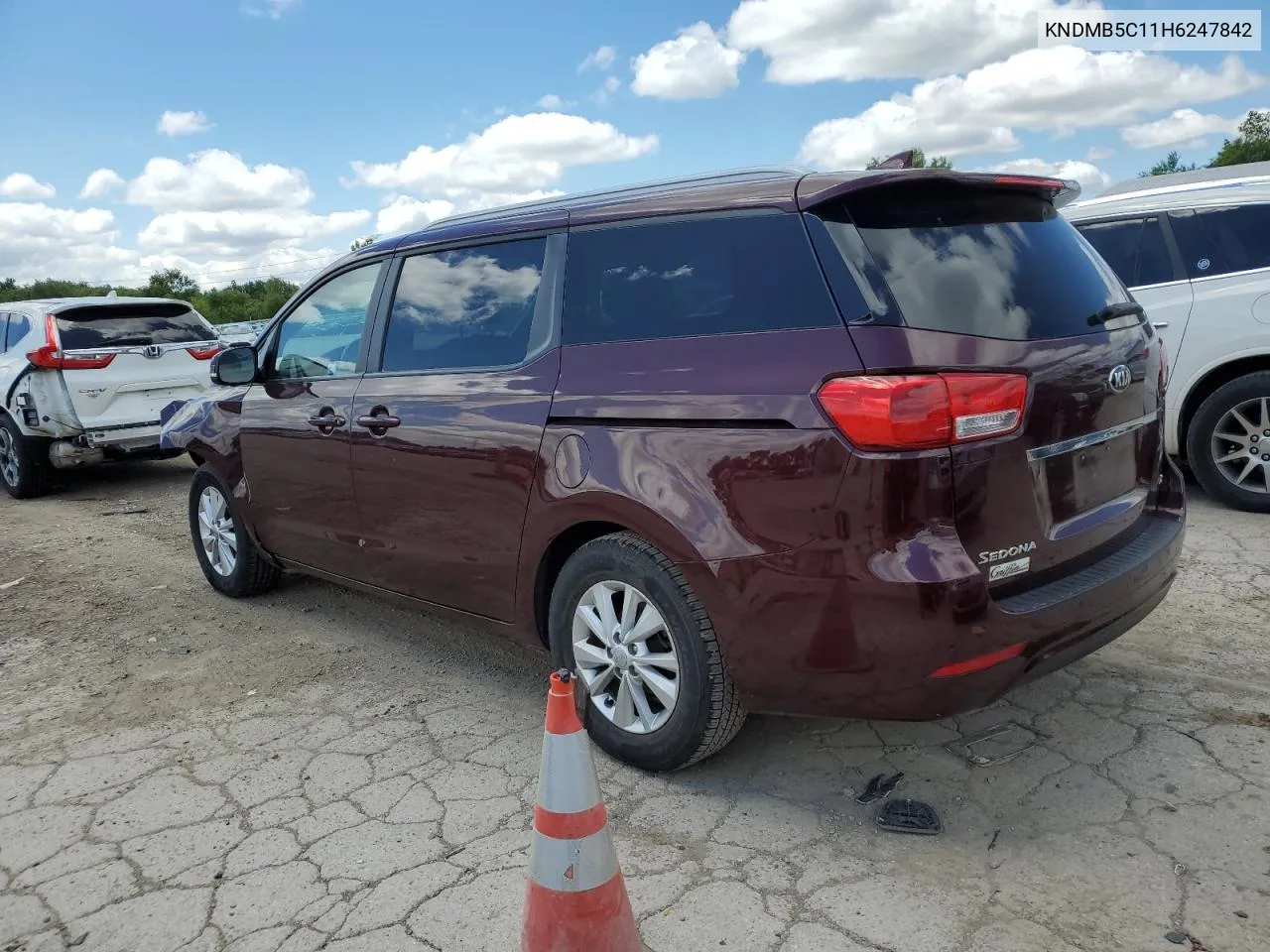 2017 Kia Sedona Lx VIN: KNDMB5C11H6247842 Lot: 58063264