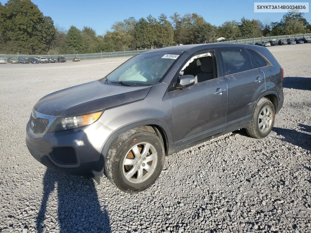 2011 Kia Sorento Base VIN: 5XYKT3A14BG034836 Lot: 76208454