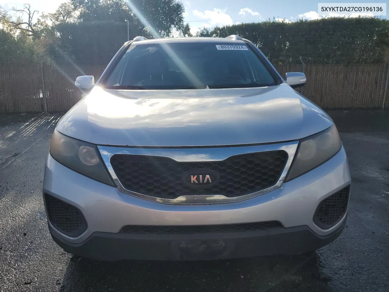 2012 Kia Sorento Base VIN: 5XYKTDA27CG196136 Lot: 80370924