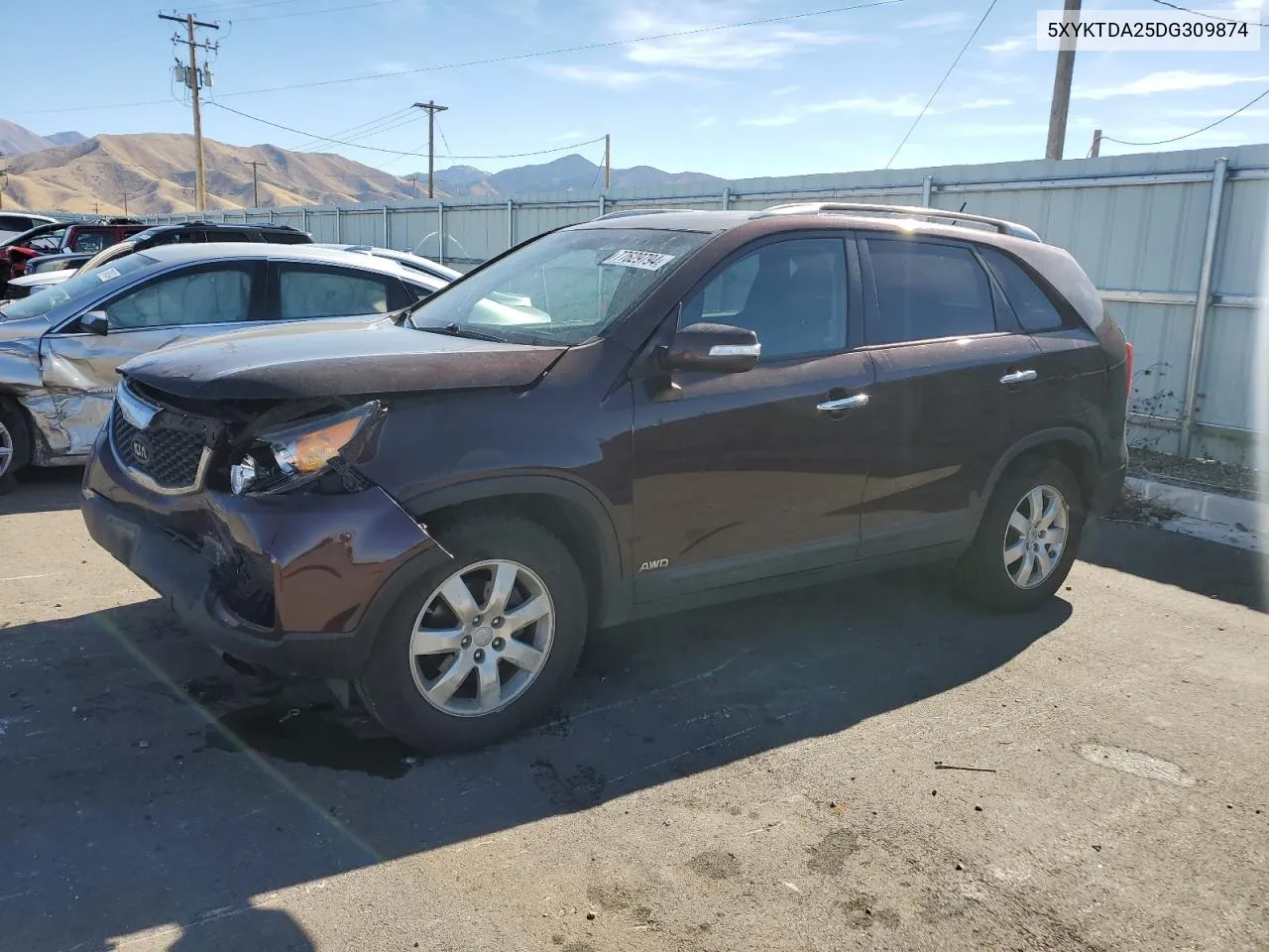 2013 Kia Sorento Lx VIN: 5XYKTDA25DG309874 Lot: 77629794