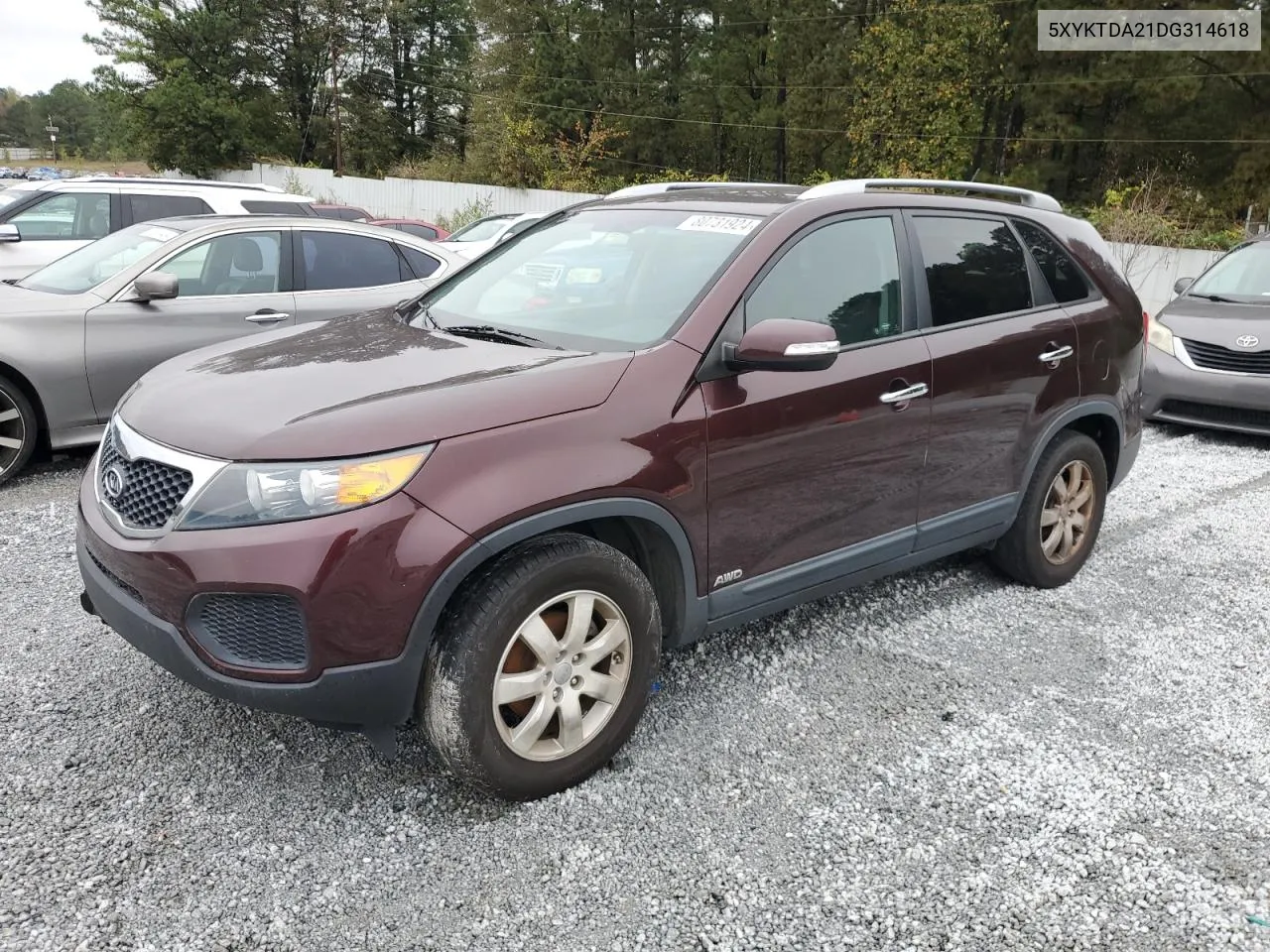 2013 Kia Sorento Lx VIN: 5XYKTDA21DG314618 Lot: 80731924