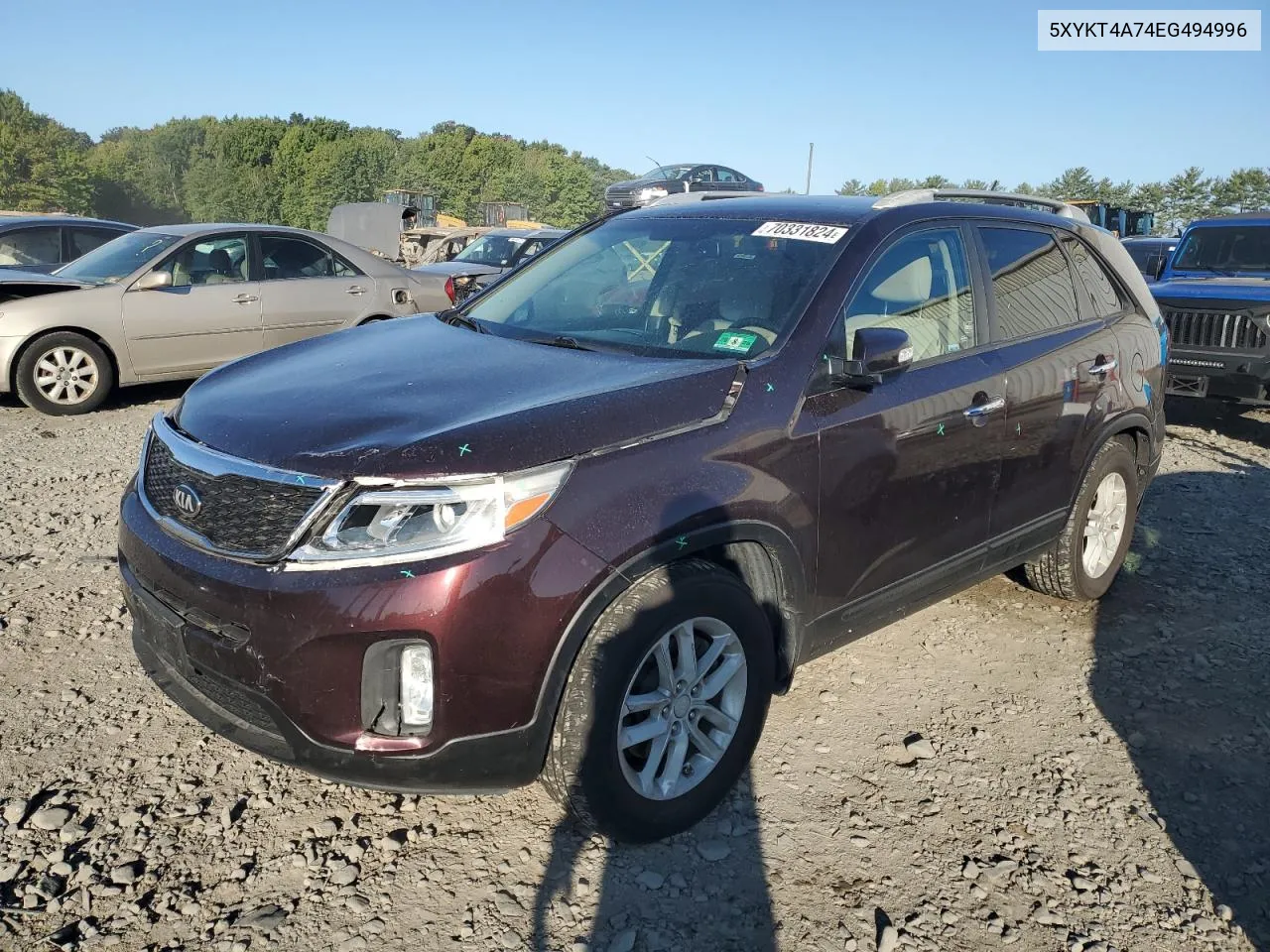 2014 Kia Sorento Lx VIN: 5XYKT4A74EG494996 Lot: 70331824