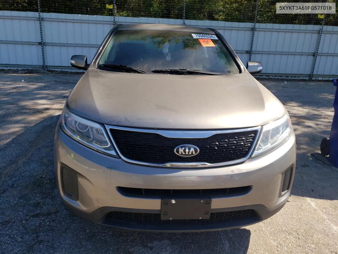 2015 Kia Sorento Lx VIN: 5XYKT3A61FG571018 Lot: 75540204